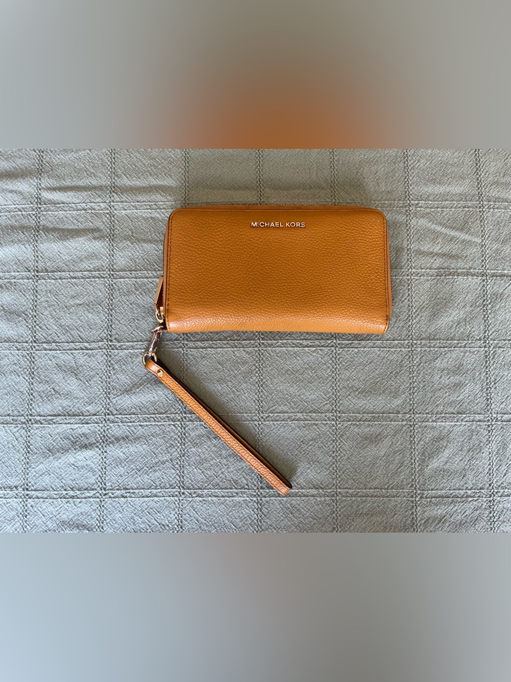Michael Kors Pebbled Leather Wristlet - Cognac